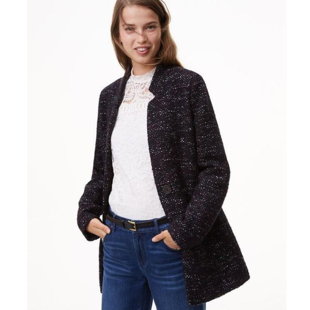 LOFT Notched Tweed Jacket in Lavish Crimson! NWT!!
